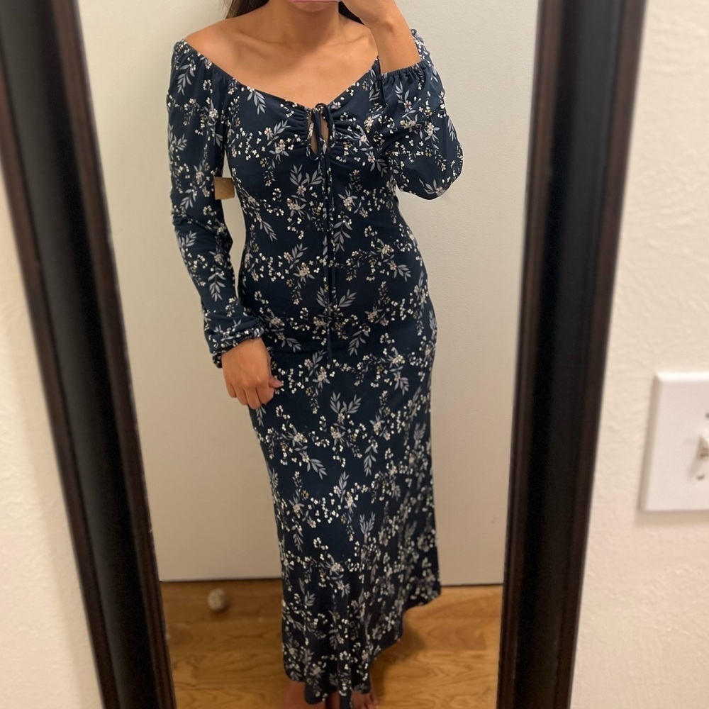 ⚫️ boho blue floral maxi dress​​